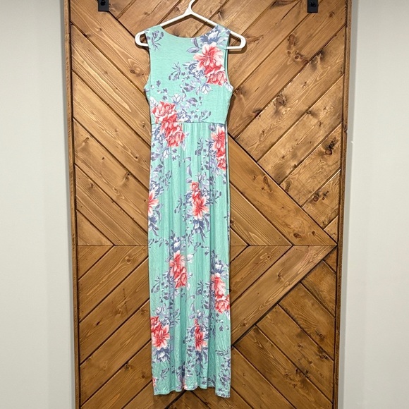 Floral Maxi Dress in Mint Green and Pink Small - Picture 2 of 6